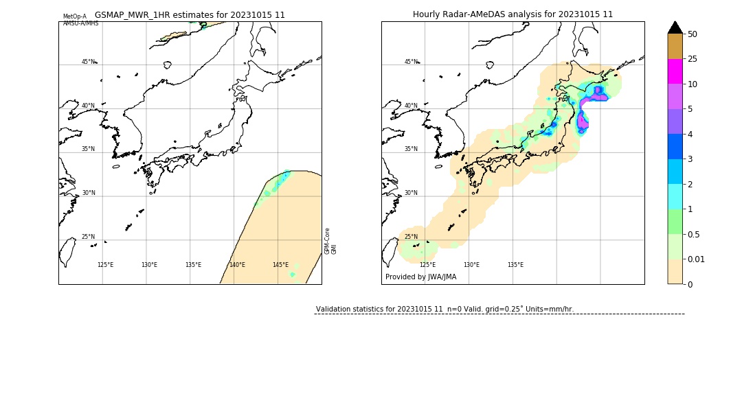 GSMaP MWR validation image. 2023/10/15 11