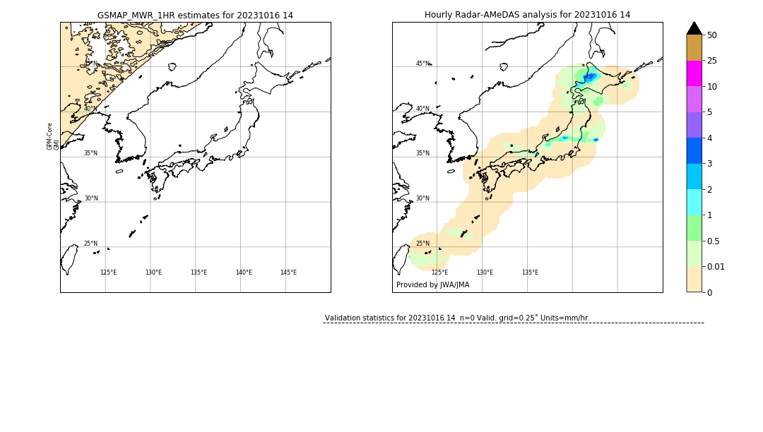 GSMaP MWR validation image. 2023/10/16 14