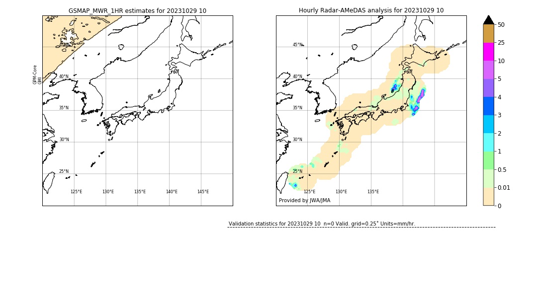 GSMaP MWR validation image. 2023/10/29 10