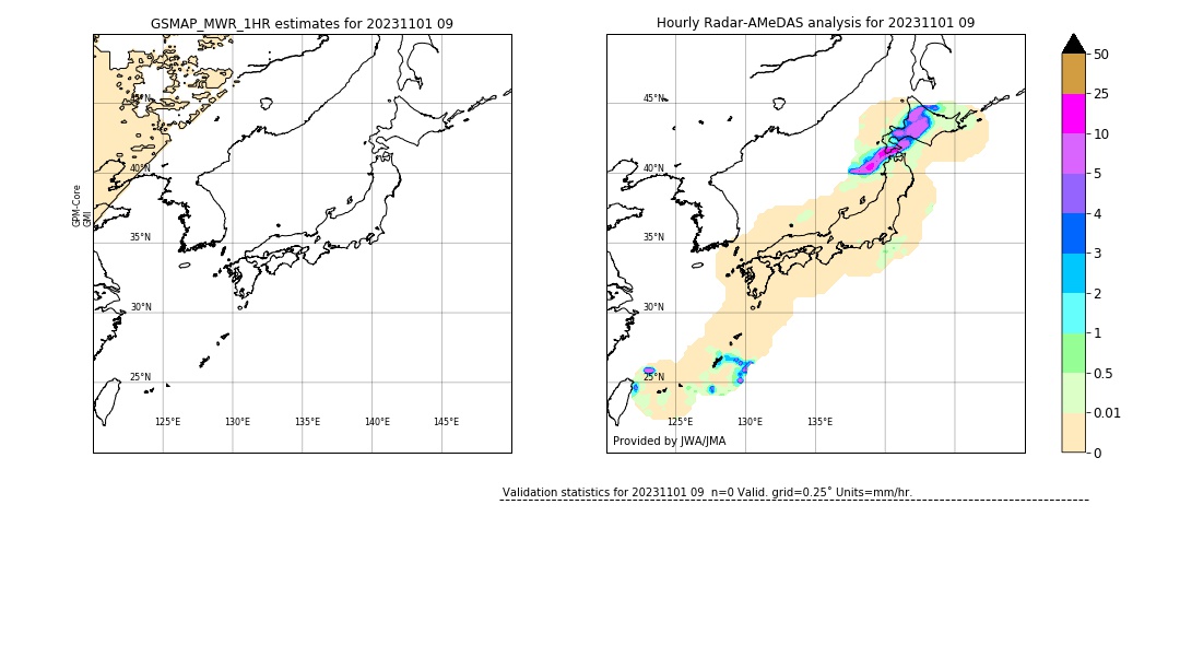 GSMaP MWR validation image. 2023/11/01 09