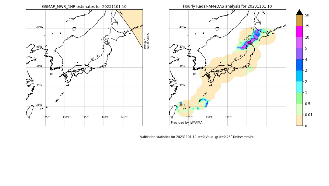 GSMaP MWR validation image. 2023/11/01 10