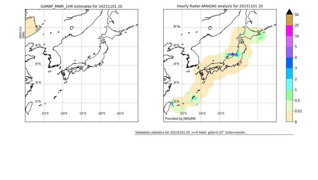 GSMaP MWR validation image. 2023/11/01 20