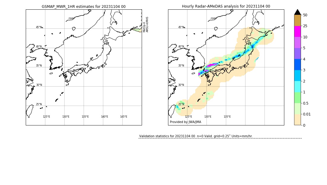 GSMaP MWR validation image. 2023/11/04 00