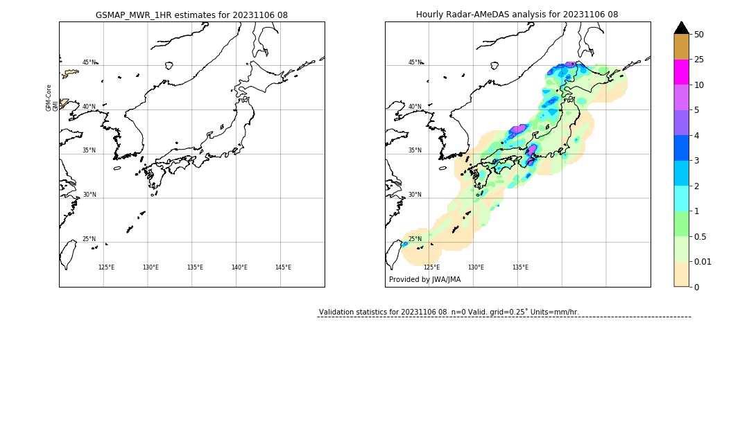 GSMaP MWR validation image. 2023/11/06 08