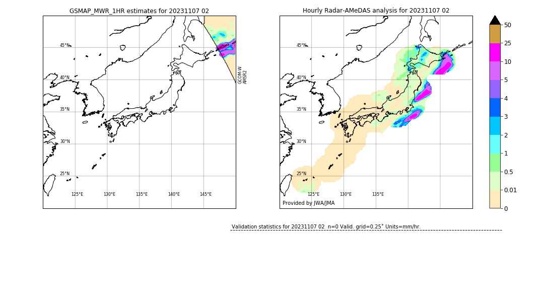 GSMaP MWR validation image. 2023/11/07 02