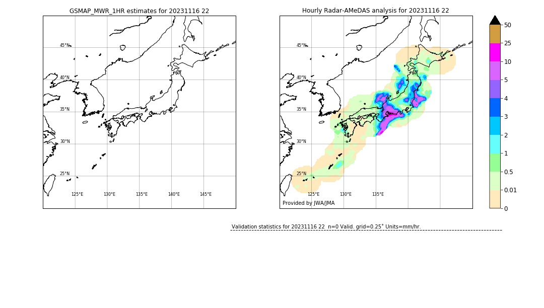 GSMaP MWR validation image. 2023/11/16 22