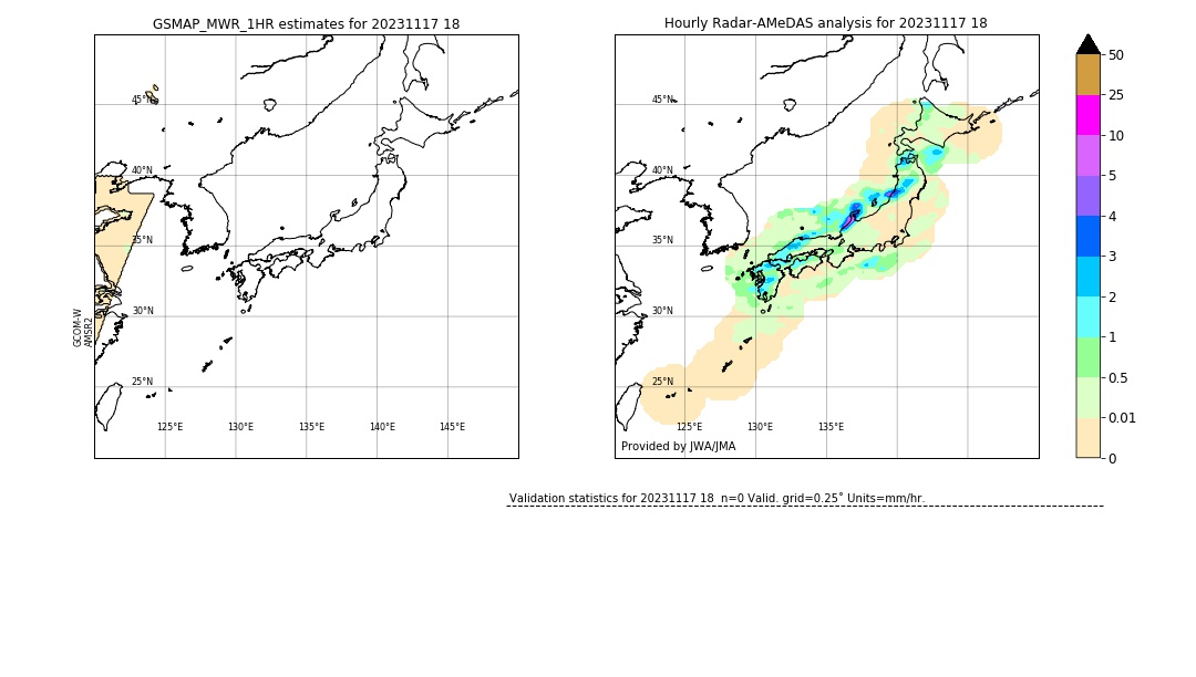 GSMaP MWR validation image. 2023/11/17 18