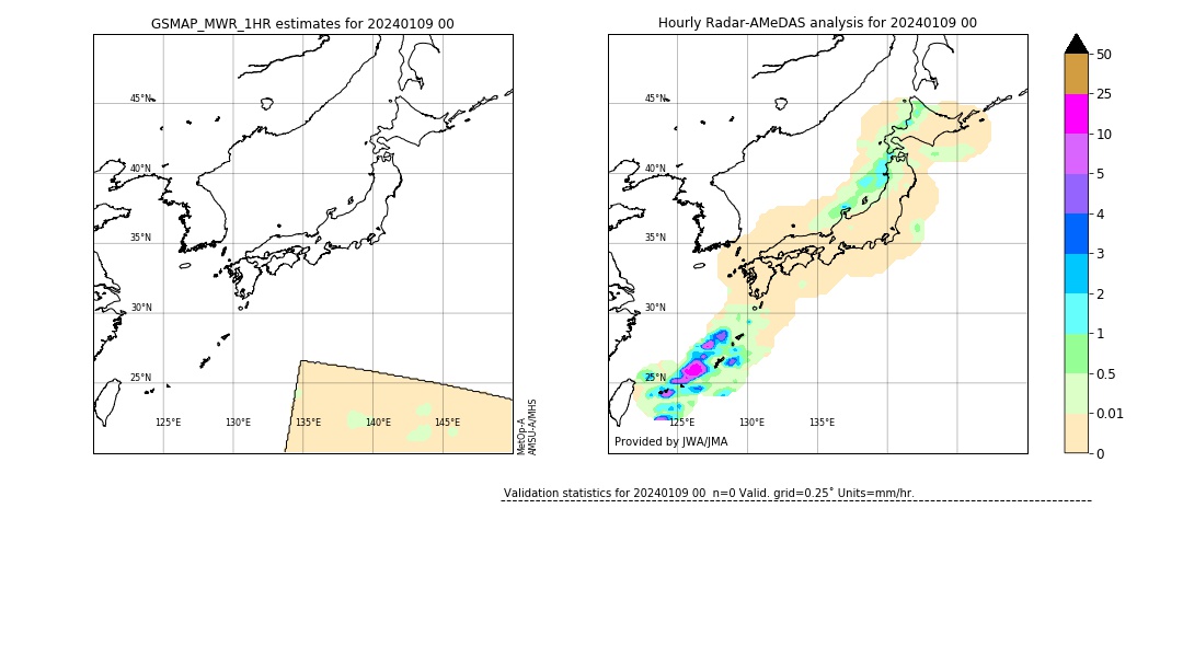 GSMaP MWR validation image. 2024/01/09 00