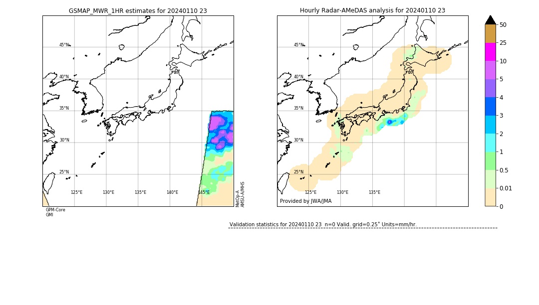 GSMaP MWR validation image. 2024/01/10 23