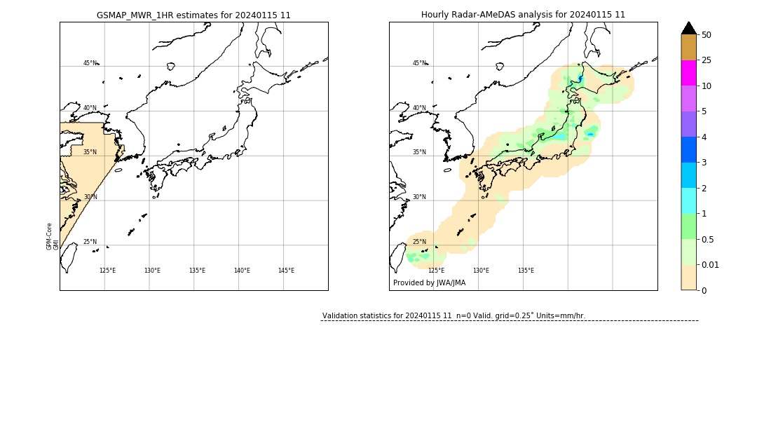 GSMaP MWR validation image. 2024/01/15 11