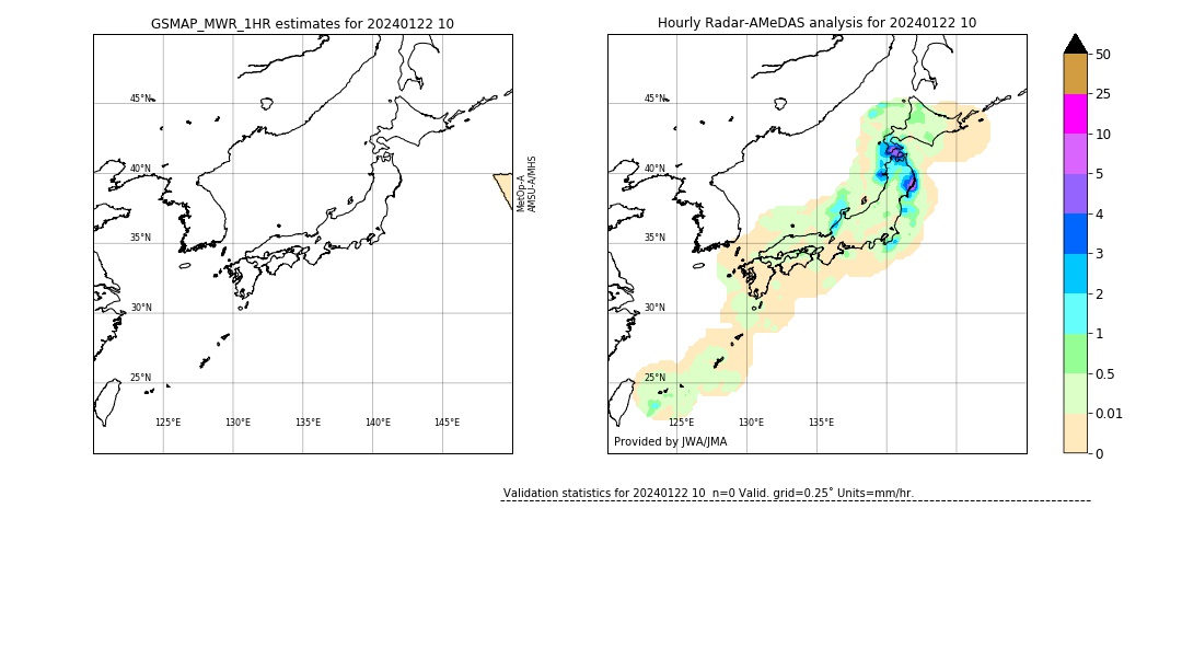 GSMaP MWR validation image. 2024/01/22 10