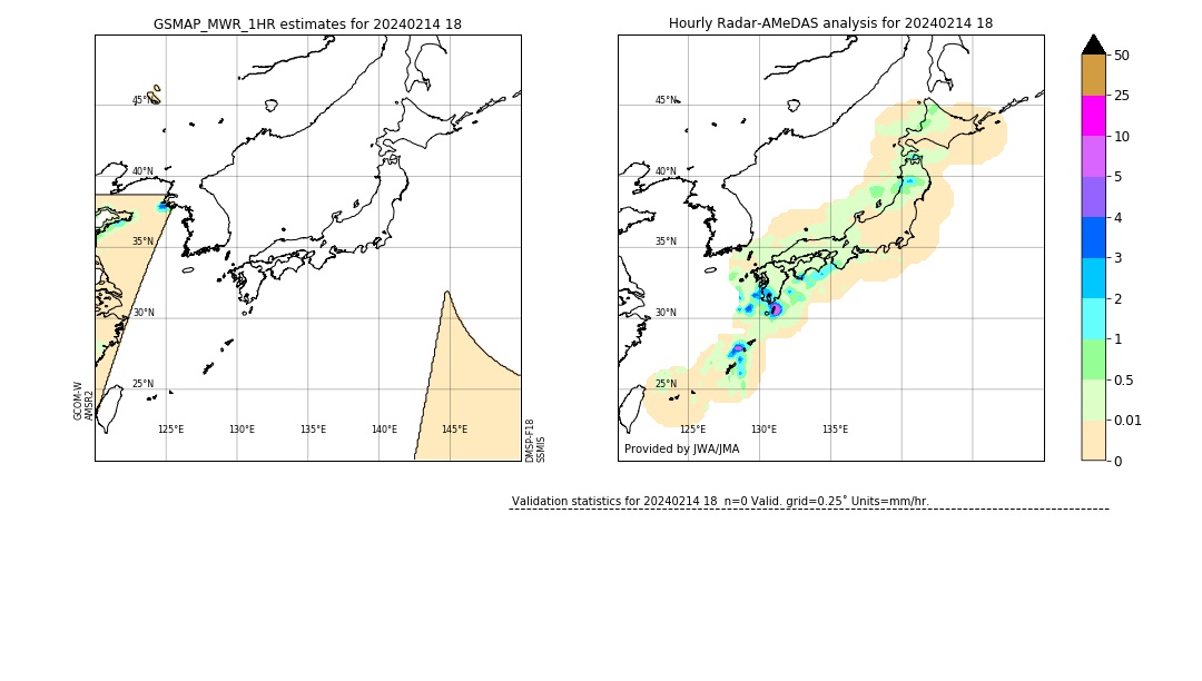 GSMaP MWR validation image. 2024/02/14 18