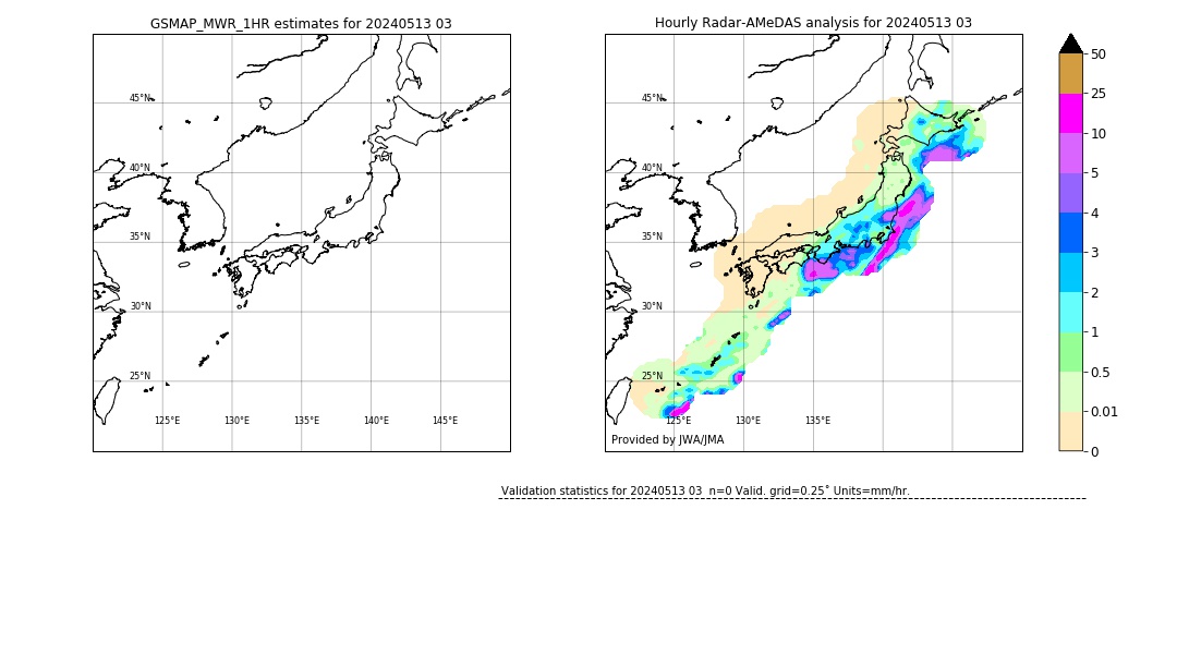 GSMaP MWR validation image. 2024/05/13 03