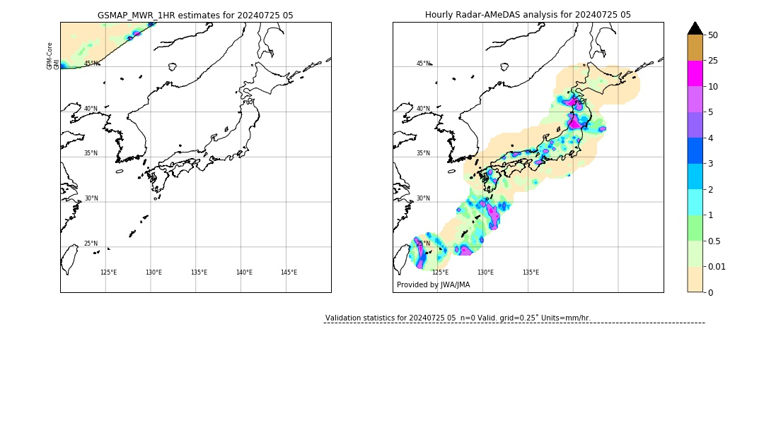 GSMaP MWR validation image. 2024/07/25 05