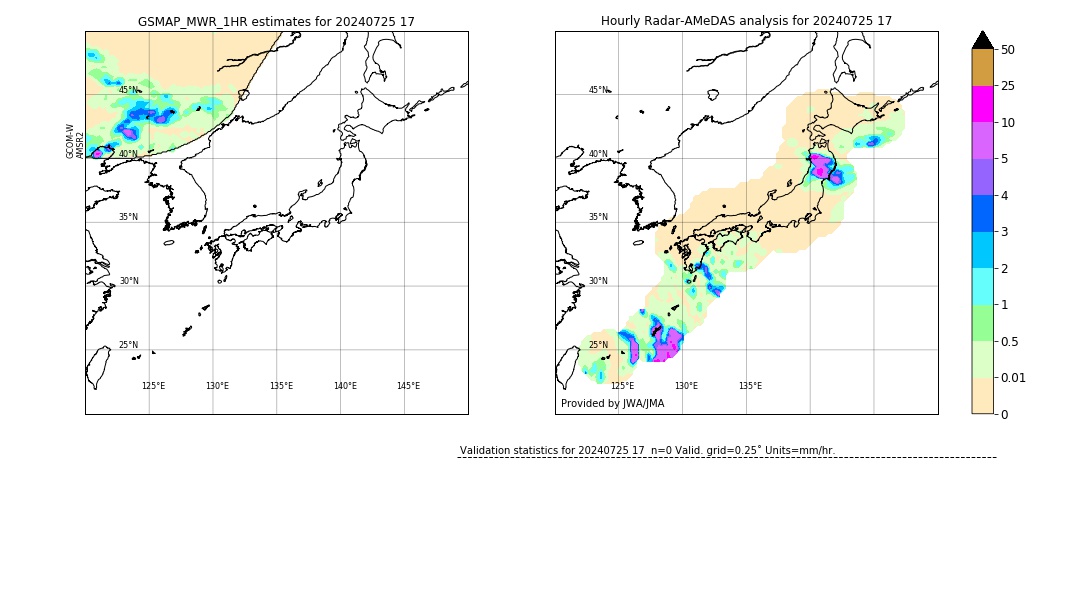 GSMaP MWR validation image. 2024/07/25 17