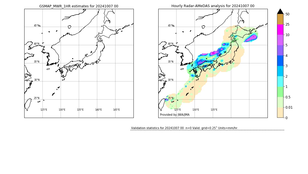 GSMaP MWR validation image. 2024/10/07 00