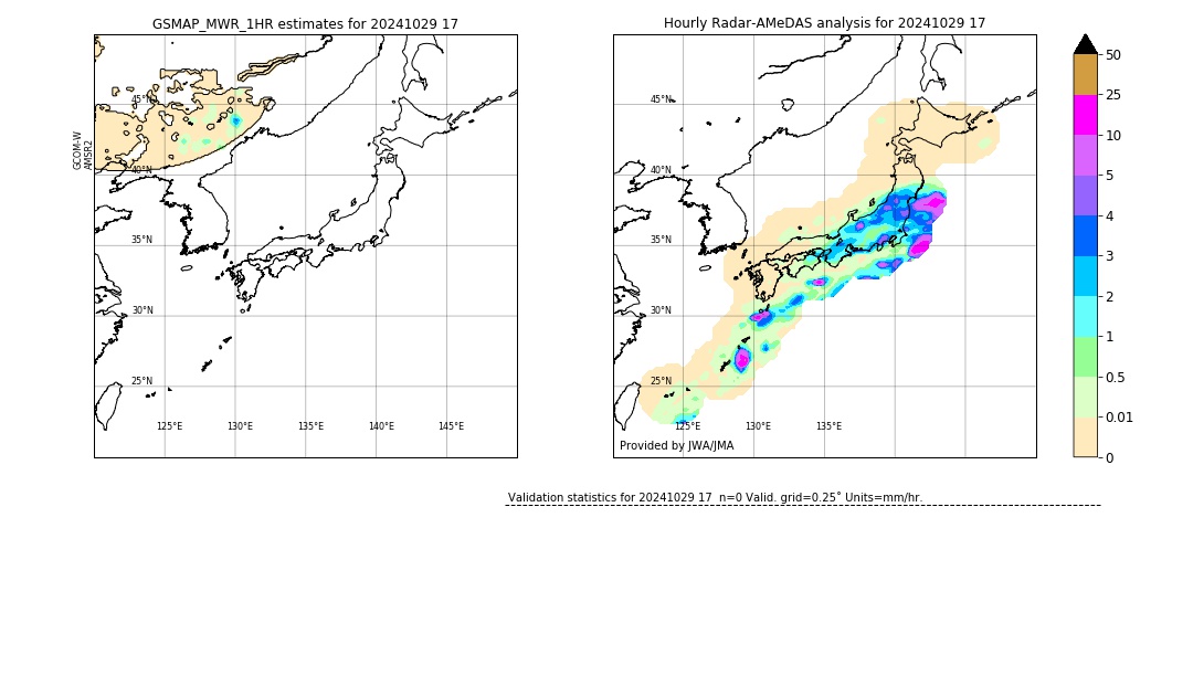 GSMaP MWR validation image. 2024/10/29 17