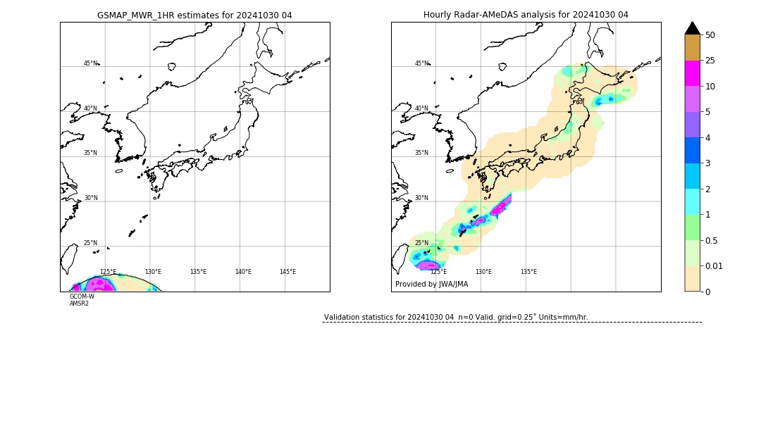 GSMaP MWR validation image. 2024/10/30 04