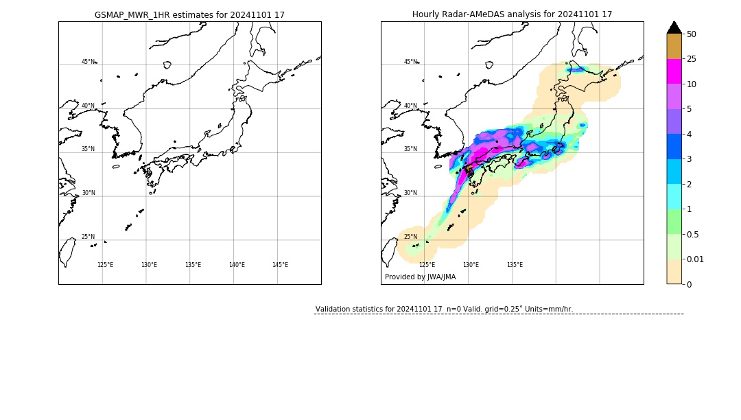 GSMaP MWR validation image. 2024/11/01 17