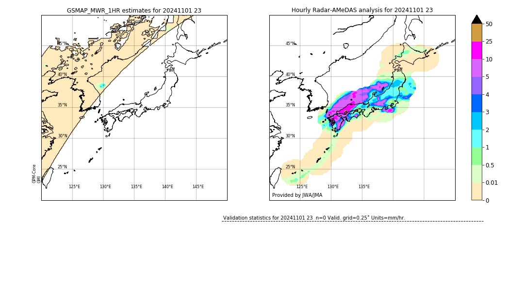 GSMaP MWR validation image. 2024/11/01 23