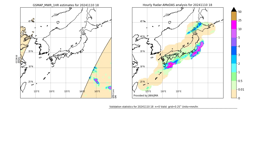 GSMaP MWR validation image. 2024/11/10 18