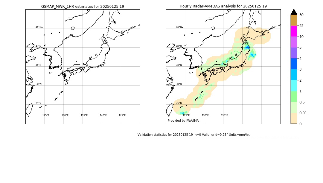 GSMaP MWR validation image. 2025/01/25 19