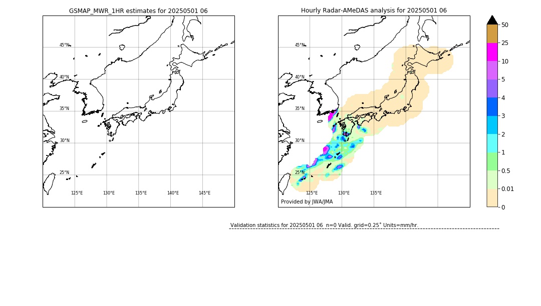 GSMaP MWR validation image. 2025/05/01 06