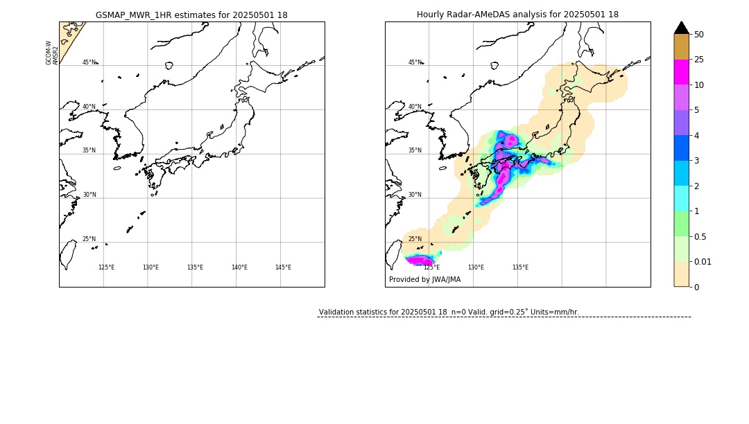 GSMaP MWR validation image. 2025/05/01 18