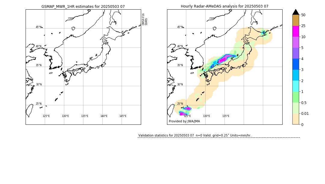GSMaP MWR validation image. 2025/05/03 07