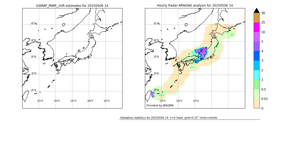 GSMaP MWR validation image. 2025/05/06 14