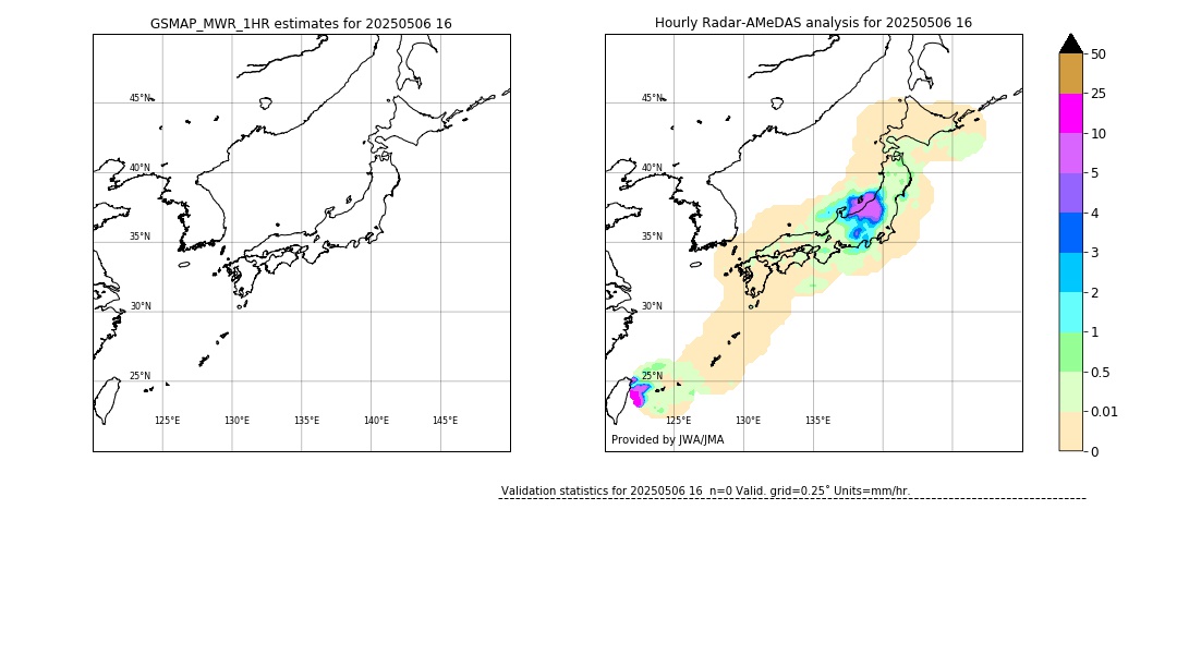 GSMaP MWR validation image. 2025/05/06 16