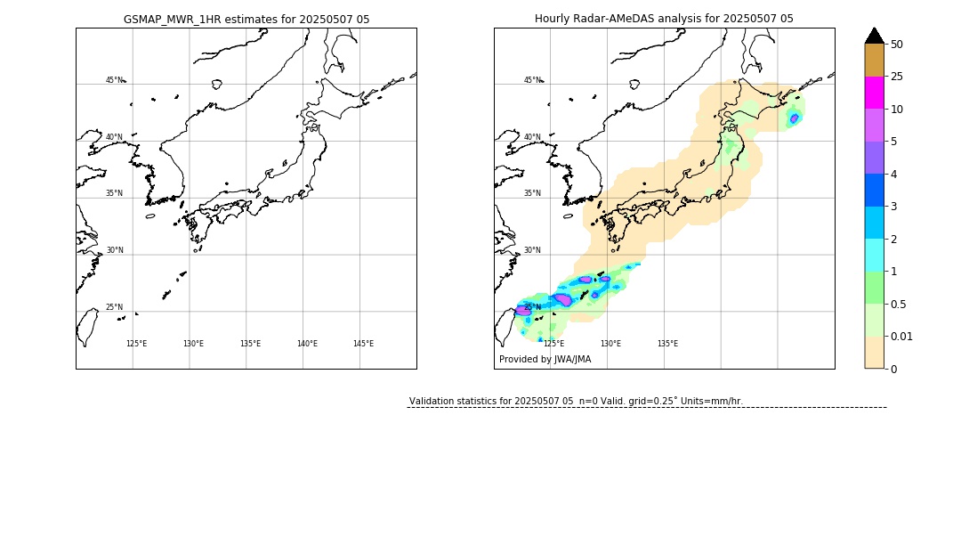 GSMaP MWR validation image. 2025/05/07 05