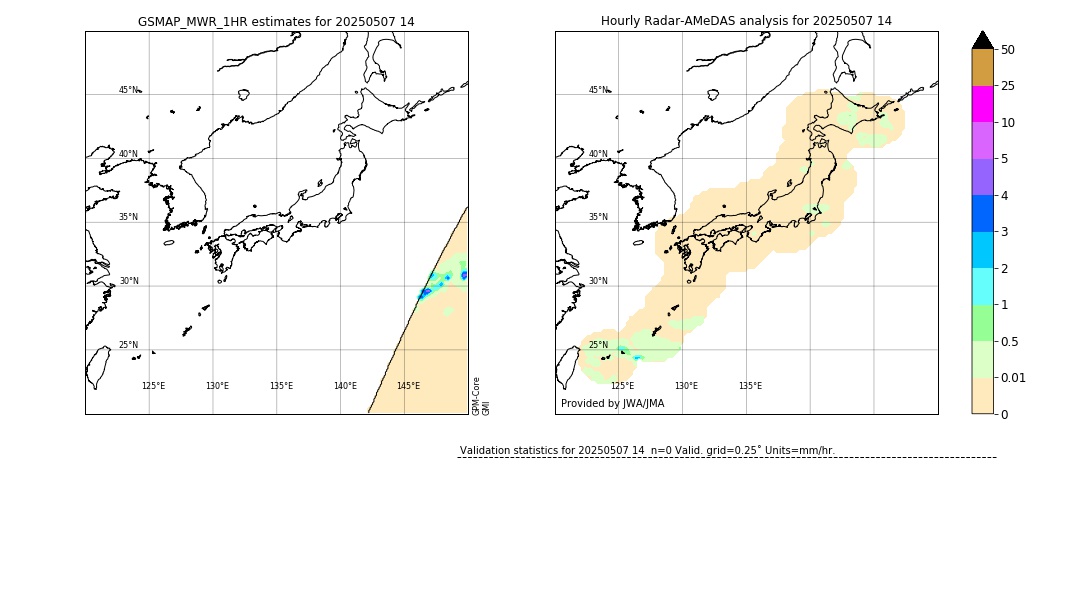GSMaP MWR validation image. 2025/05/07 14