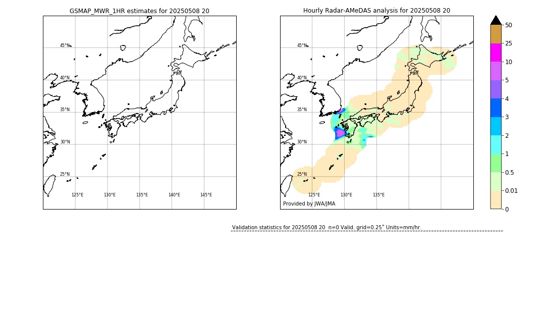 GSMaP MWR validation image. 2025/05/08 20