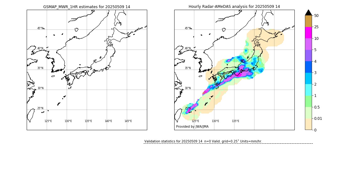 GSMaP MWR validation image. 2025/05/09 14