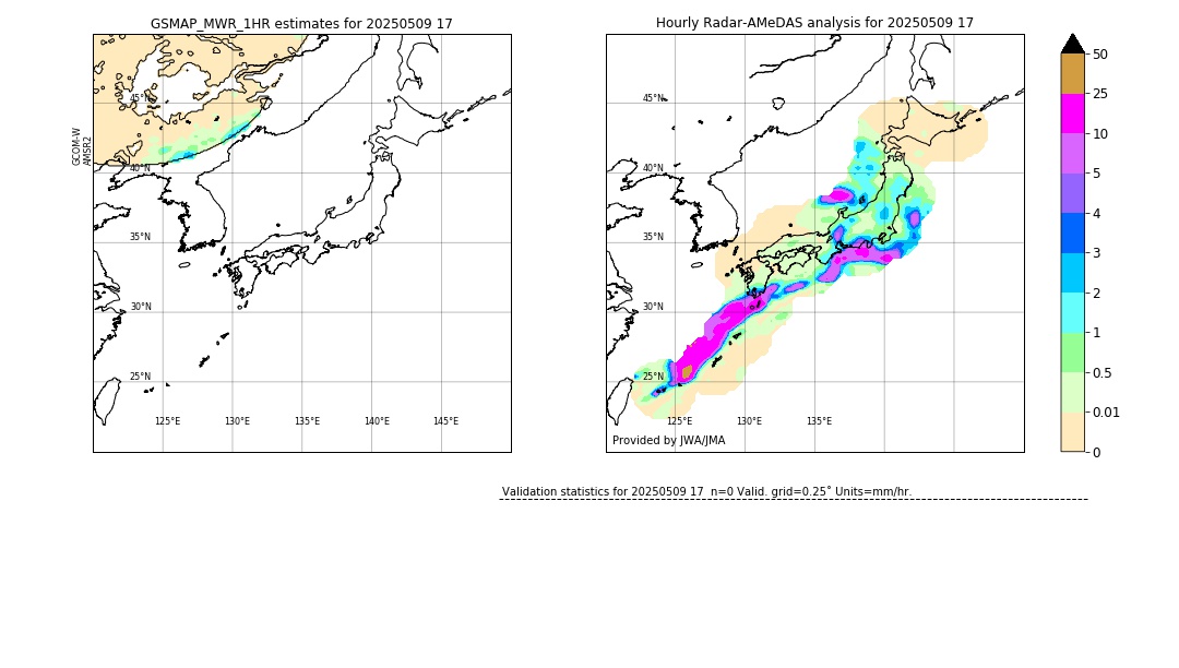 GSMaP MWR validation image. 2025/05/09 17