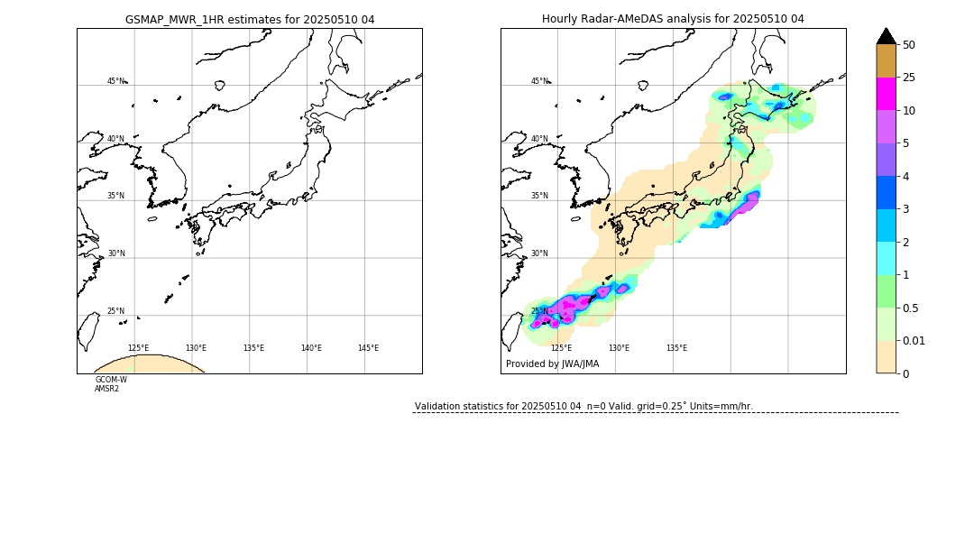 GSMaP MWR validation image. 2025/05/10 04