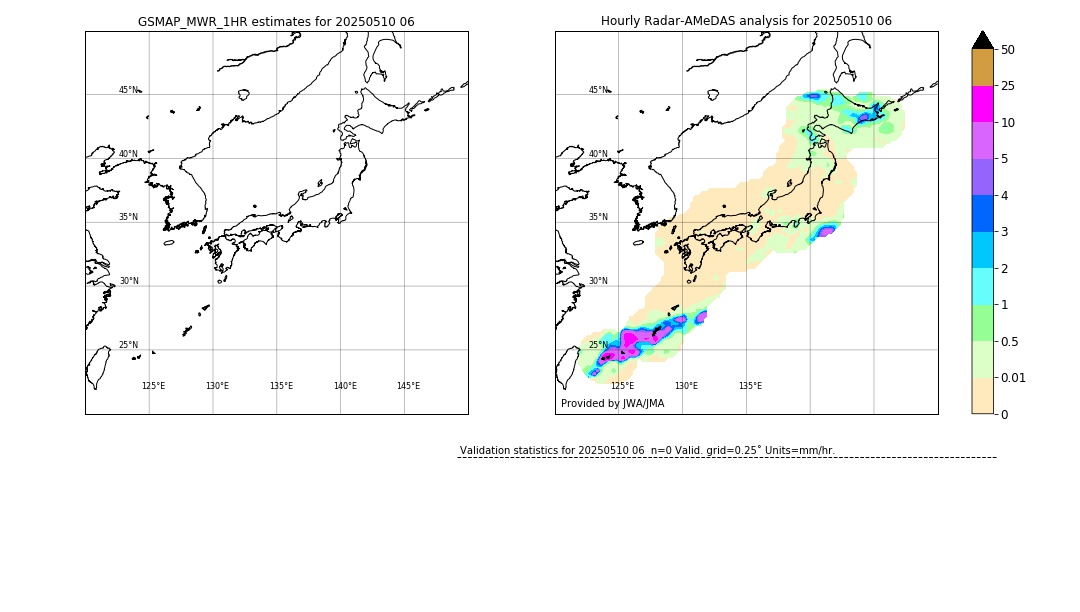 GSMaP MWR validation image. 2025/05/10 06