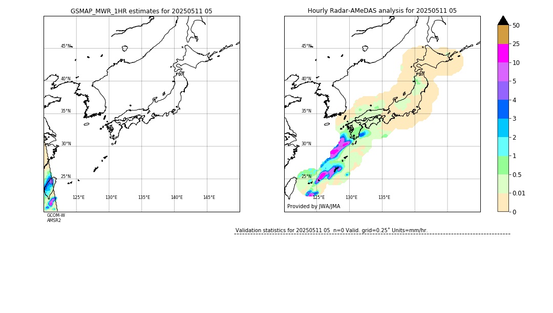 GSMaP MWR validation image. 2025/05/11 05