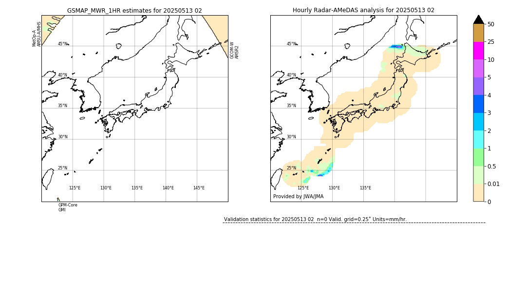 GSMaP MWR validation image. 2025/05/13 02