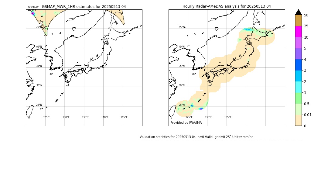 GSMaP MWR validation image. 2025/05/13 04