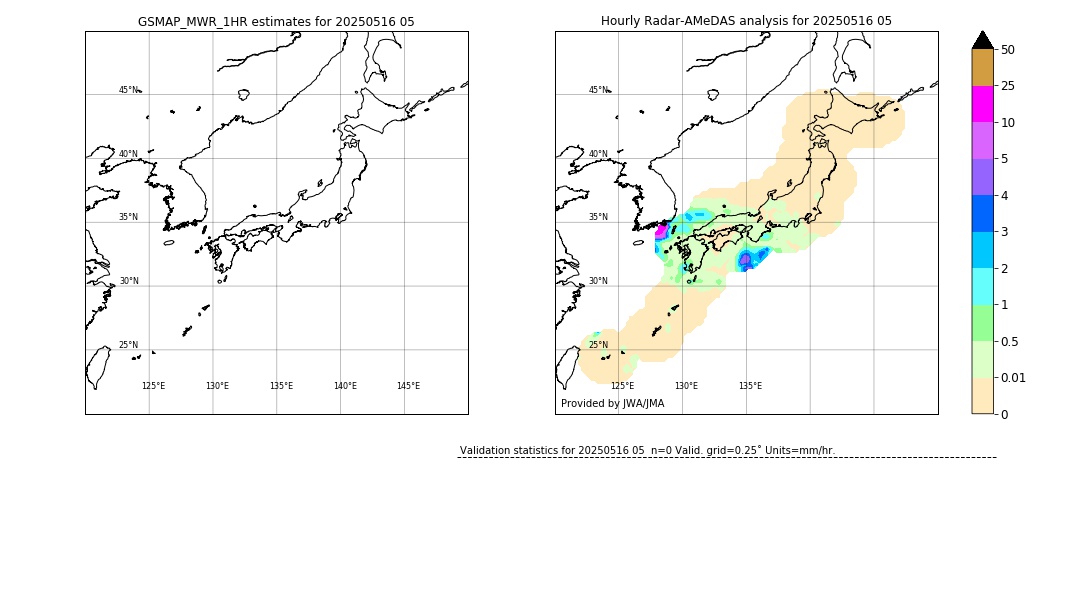 GSMaP MWR validation image. 2025/05/16 05