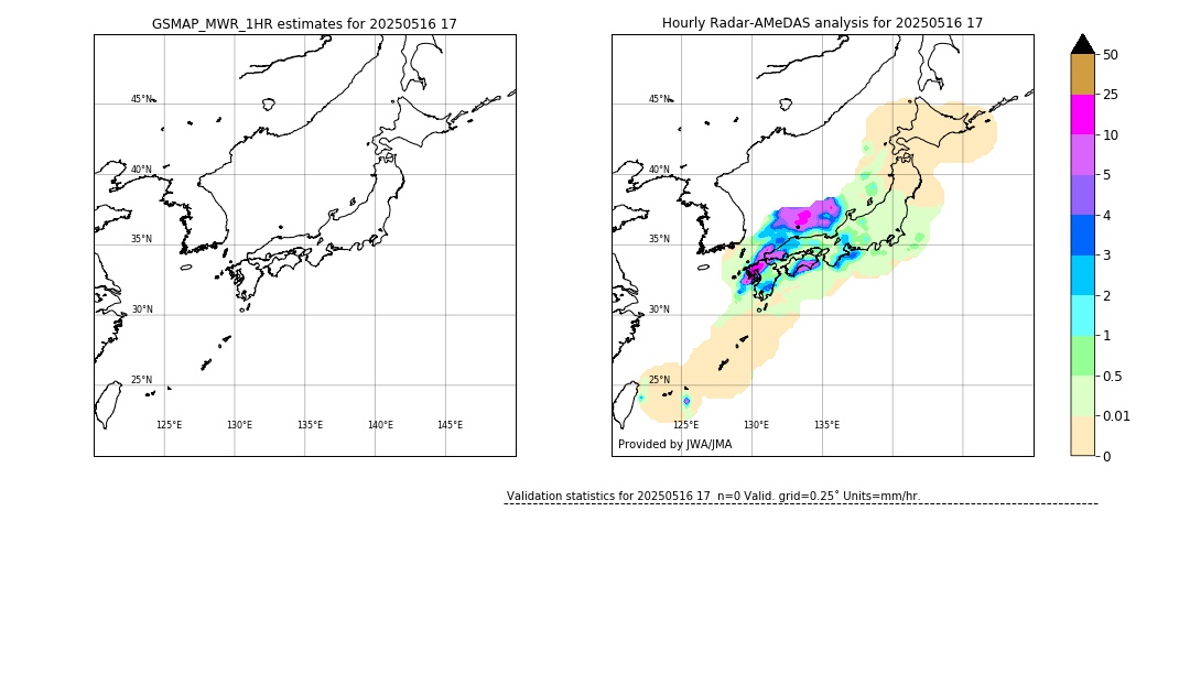 GSMaP MWR validation image. 2025/05/16 17