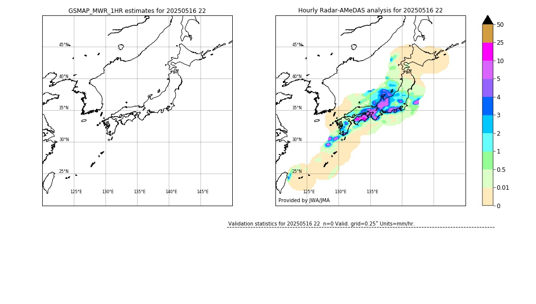 GSMaP MWR validation image. 2025/05/16 22