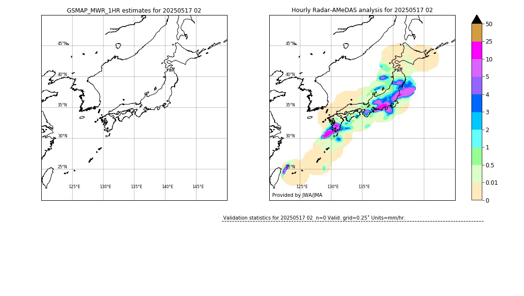 GSMaP MWR validation image. 2025/05/17 02
