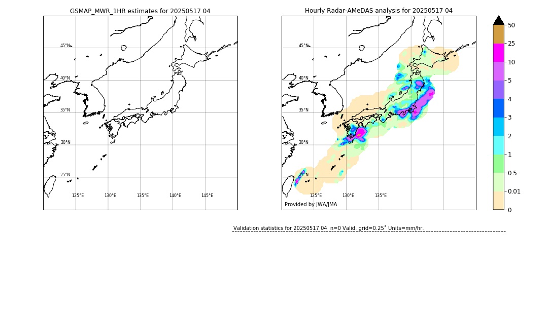 GSMaP MWR validation image. 2025/05/17 04