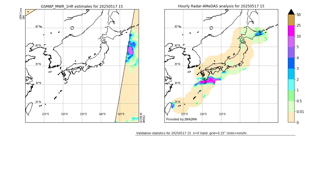 GSMaP MWR validation image. 2025/05/17 15