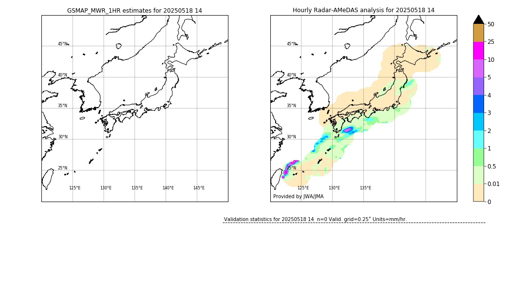 GSMaP MWR validation image. 2025/05/18 14