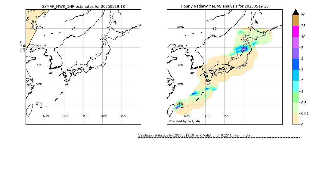 GSMaP MWR validation image. 2025/05/19 18