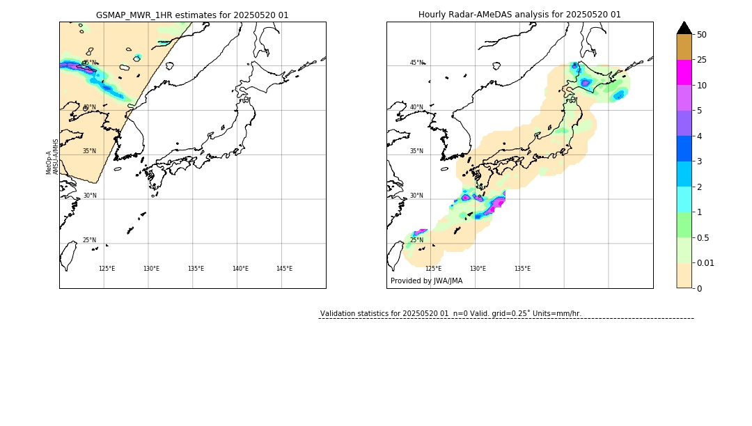 GSMaP MWR validation image. 2025/05/20 01